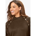thumbnail image 4 of Jessica London Women's Plus Size Gold Button Mockneck Sweater, 4 of 5