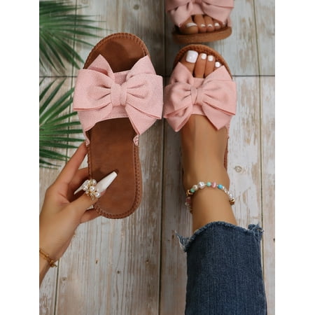 

Bowknot Slippers Women‘s Fashion Slip-On Beach Shoes Non-Slip Butterfly Knot Open Toe Sandals