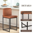 thumbnail image 6 of SUMMIT LIVING 24 inch Bar Stools with Back Set of 2 for Kitchen Dining, Faux Leather Counter Stools, Brown, 6 of 6