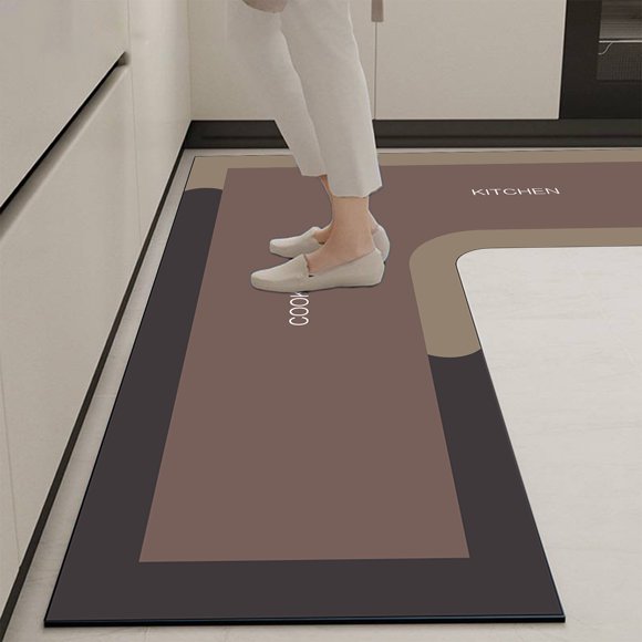 Alfombra de cocina en forma de L, antideslizante, absorbente, para esquinas, antifatiga, espuma viscoelástica, impermeable, fácil de lavar, para sala de estar, decoración del hogar