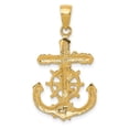 thumbnail image 4 of 14K Yellow Gold Charm Pendant Polished & Textured 2-D Mariners Crucifix Rope Wheel, 4 of 4