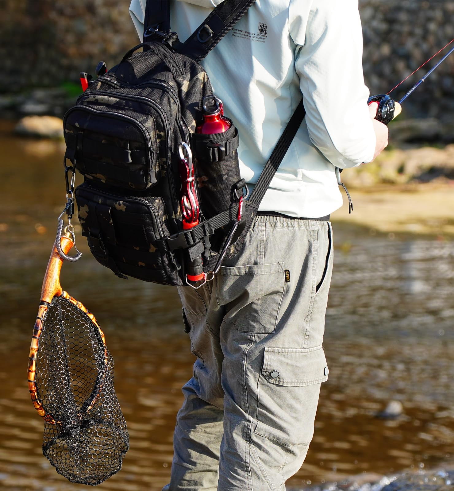 Small Fishing Backpack With Rod Holder  Water-resistant Tackle Bag For Box Storage Fishings Gear & Outdoor Camping
