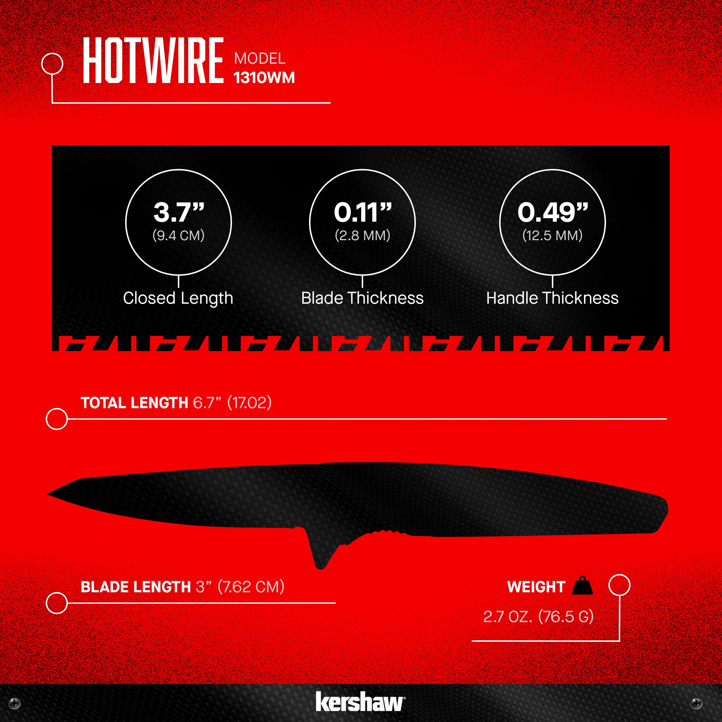 Kershaw Hotwire Pocket Knife, 3" Blade with Assisted Opening