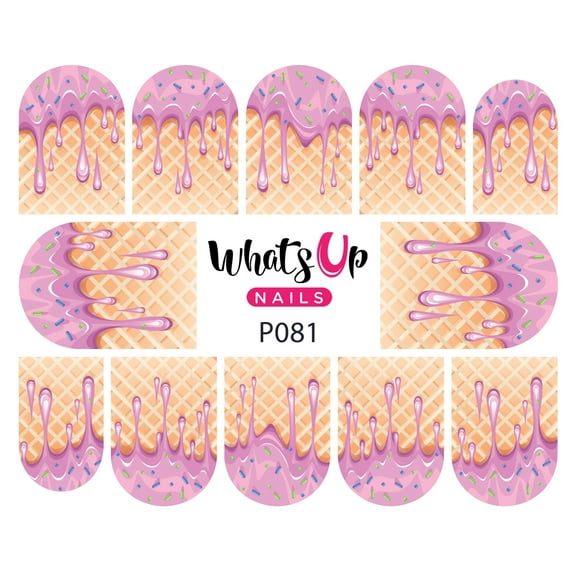 Whats Up Nails P081 Yum Yum Ice Cream Water Decal Sliders for Nail Art Design