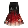 thumbnail image 2 of Robe Formelle avec Manches Col Rond Manches Longues Patchwork Joyeux Noël Imprimé Grande Robe Longue Formelle pour Femmes en Solde, 2 of 3