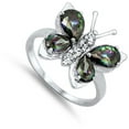 thumbnail image 4 of CHOOSE YOUR COLOR Multi-color CZ Butterfly Ring .925 Sterling Silver Band Black Female Size 5, 4 of 4