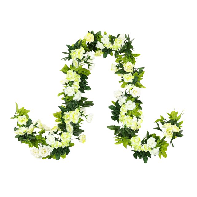 ¡Venta caliente! Paquete de 2 guirnaldas de flores artificiales de 15,8 pies, vides de rosas falsas, flores de seda, hiedra rosa colgante para boda, arco, fiesta, hogar, jardín, decoración de pared