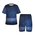 thumbnail image 1 of Fotbe Retro Blue Glitter Pijama Estampada de 2 Piezas para Niños – Ropa de Dormir de Manga Corta Cómoda para Niños y Niñas, Camiseta y Shorts de Algodón-Large, 1 of 6
