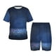 thumbnail image 1 of Balery Retro Blue Glitter Conjunto de Pijama Infantil de Manga Corta con Estampado – Ropa de Dormir de Algodón Suave-4X-Large, 1 of 6