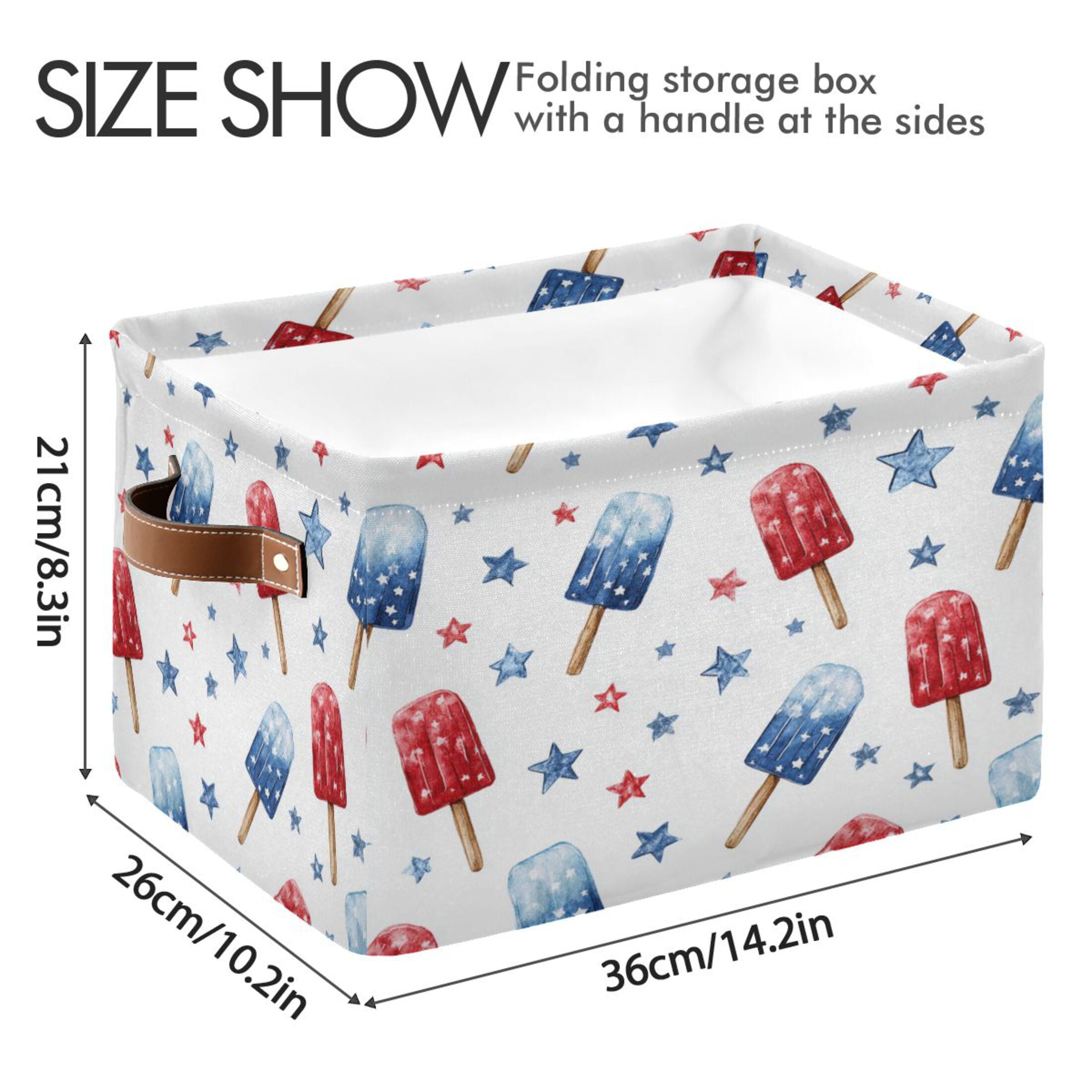 Foldable Storage Basket,Canvas Fabric Foldable Storage Bins with Handles Open Home Storage Bins Boxes for Toy Book Shelf Closet Baskets Red and Blue Popsicle