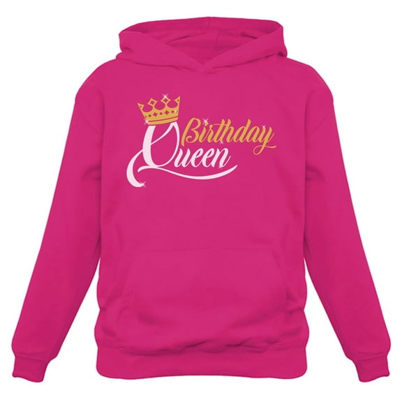 Birthday Queen Top for Women and Girls Birthday Girl Crown Women Hoodie XX-Large Pink