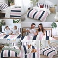 thumbnail image 6 of Pink Navy Blue Striped Bedding 3 Piece Duvet Cover Set Full Size, Farmhouse Stripe Art Soft Microfiber Comforter Cover with Zipper Closure & Pillowcases, Wrinkle & FadeResistant Quilt Cover, 6 of 9