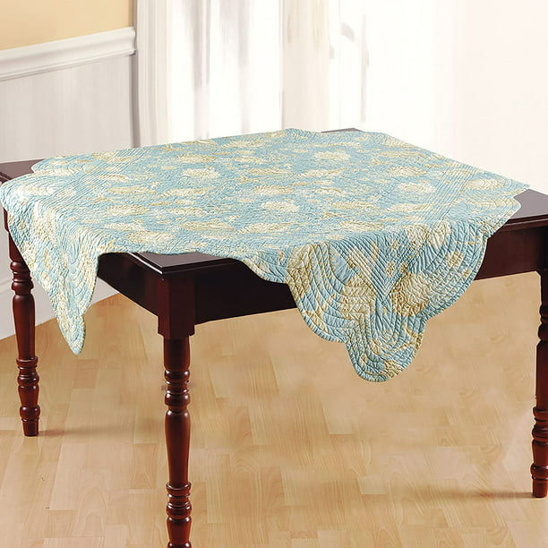 C&F Home Natural Shells Table Topper Table Topper 54x54 Blue Tan