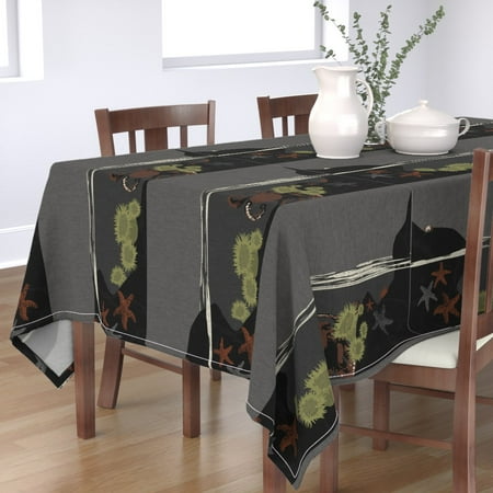 

Cotton Sateen Tablecloth 70 Square - Pool Anemone Ocean Octopus Print Custom Table Linens by Spoonflower