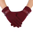 thumbnail image 1 of Moda mujer dedo completo para pantalla táctil guantes lindo arco a prueba de viento conducción montar invierno cálido guante, 1 of 5