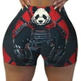 thumbnail image 2 of Haiem Red Black Eastern Panda Warrior No Front Seam Biker Shorts for Women Yoga Workout Gym Bike Shorts with Tummy Control Moisture-Wicking-Medium, 2 of 9