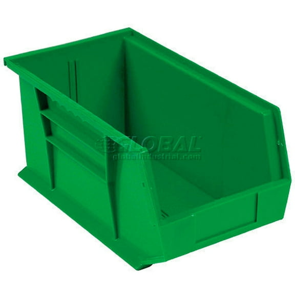 Quantum Storage Ultra Bin, Green, Stackable or Hangable, 8.2"W x 18"D x 9"H, 6 Pack