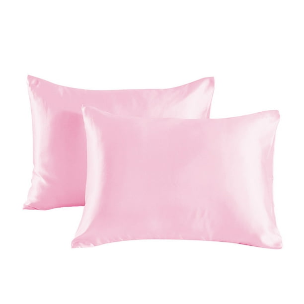 Nvzi 2 fundas de almohada de seda sintética Comienza tu noche de ensueño con esta funda de almohada cómoda y transpirable de 20,08 x 29,92 pulgadas (rosa claro)