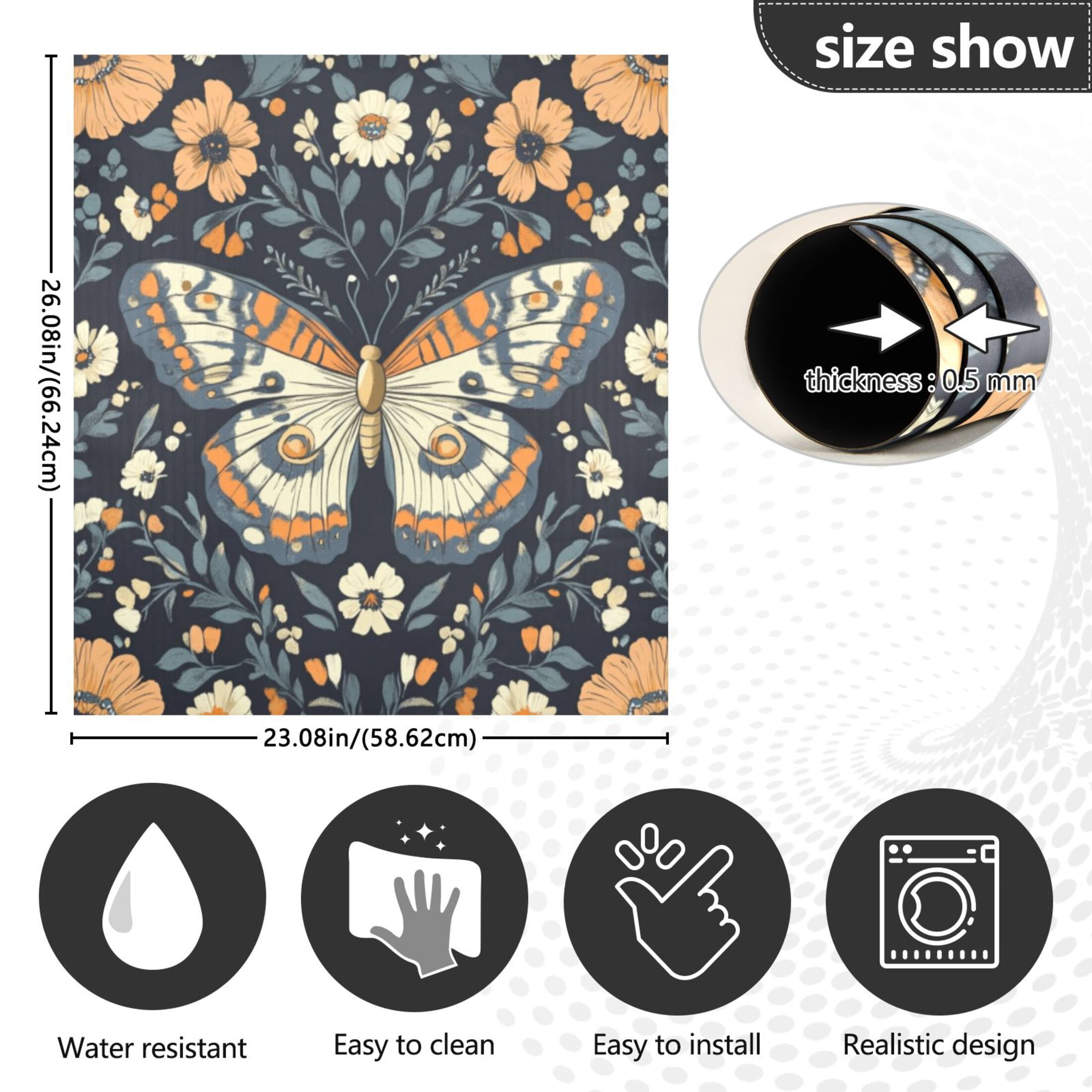 Dishwasher Magnetic Sticker 23x26 Inch Refrigerator Magnetic Sticker Washing Machine Magnetic Sticker Kitchen Panel Magnetic Sticker Home Decor Beautiful Big Butterfly
