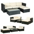 thumbnail image 3 of Gymax Rattan Wicker Table Shelf Garden Sofa 5 PCS Patio Furniture Set W/ Cushion Black, 3 of 8