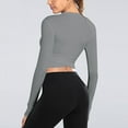 thumbnail image 5 of DAFPZW Long Sleeve Crop Tops for Women Tummy Cross Fitted Yoga Running Shirts Gym Workout Cropped Tops, 5 of 5