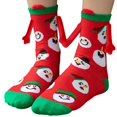 thumbnail image 1 of Calcetines de mano para pareja con asa magnética, bonitos calcetines navideños para sujetar con la mano, pegatinas de algodón con piedra absorbente de hierro, calcetines hasta media pantorrilla, 1 of 6