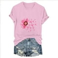 thumbnail image 4 of CLOISE Cancer Shirts for Women Short Sleeve Crewneck Tee Shirts Daisy Ribbon Oversized Breast Cancer Fight Tops Cute Comfortable Tshirts Cancer Survivor Gifts Outfits Pink M, 4 of 4