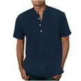 thumbnail image 3 of WREESH Men's Solid Sport Henley Shirts Button-Pocket Short Sleeve Top in a Classic Solid Color a Versatile Sports Top with Pocket Convenience Navy, 3 of 7