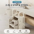 thumbnail image 2 of UNICOO® 2-in-1 Step & Stool | Storable Step Stool for Toddlers | Foldable Adjustable 2-3 Helper Steps for Kids with Anti-Slip & Space-Saving Design | Bathroom Sink, Potty, Toilet (Gray & White), 2 of 8