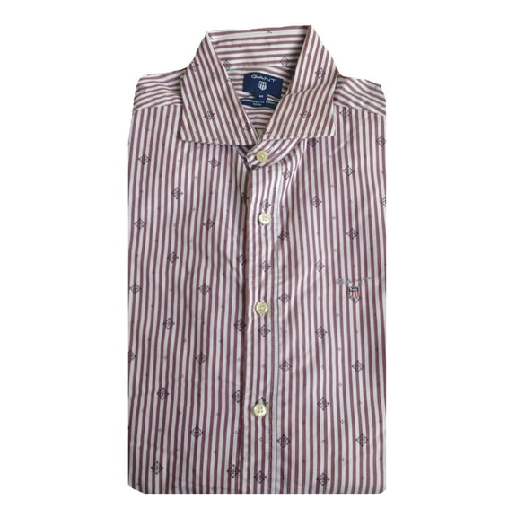 GANT Men's Purple Fig Herringbone Banker Fitted Shirt 364577 Size M