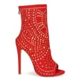 thumbnail image 2 of Women's Tribal Stud Embellished Peep Toe Stiletto Booties 19673, 2 of 6