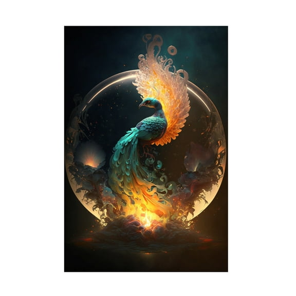 Canvas Wall Art - Ray Heere 'Proud Peacocks 19' Wall Art for Living Room, Bedroom, or Office Décor by Trademark Fine Art - 12 x 19 Inches