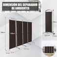 thumbnail image 3 of Costway Biombo Plegable de 4 Paneles Separador de Espacios de Pantalla de Tela para Porche Oficina Sala de Estar 221 x 51 x 188 cm, 3 of 10