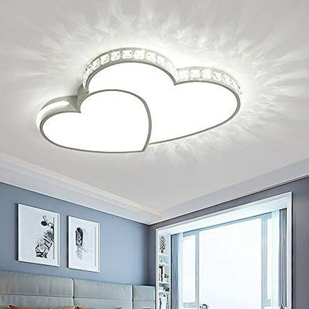 Modern Heart Shaped Ceiling Light, Crystal Flush Mount Led Ceiling Lighting Fixture, for Bedroom Living Room Dining Room Decoration Lamp 110V (Cool White)
