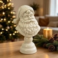 thumbnail image 3 of Christmas Resin Santa Claus Bust Statue, Vintage White Matte Santa Head Figurine with Pedestal, Christmas Tabletop Decor for Mantel Shelf Home Display, 10.23in, 3 of 8