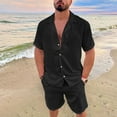 thumbnail image 2 of Baqcunre Track Suits For Men Set Men Spring Summer 2 Pieces Beach Short Sleeve Shirts & Shorts Pants Sets With Pockets Hawaiian Shirt For Men Tops For Men Black L, 2 of 9