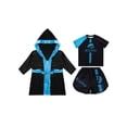 thumbnail image 3 of Oyolan Kids Boys Boxing Uniform 3 Piece Satin Hooded Boxing Robe with Belt and Sports T-shirts Shorts Set Sky Blue 8, 3 of 5