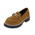 thumbnail image 2 of WHLBF Womens Shoes Round-Toe Thick-Heeled Casual Large-Size Frosted British Style Thick-Soled Loafers Size 7, 2 of 8