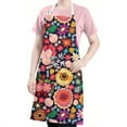 thumbnail image 5 of Pioneer Flower Floral Print Pattern Apron-Garden Aprons for Women with Pockets-Cotton Linen Waterproof Kitchen Cooking Gardening Aprons Adjustable for Kitchen,Cooking,BBQ and Salon 33x27 Inch, 5 of 7