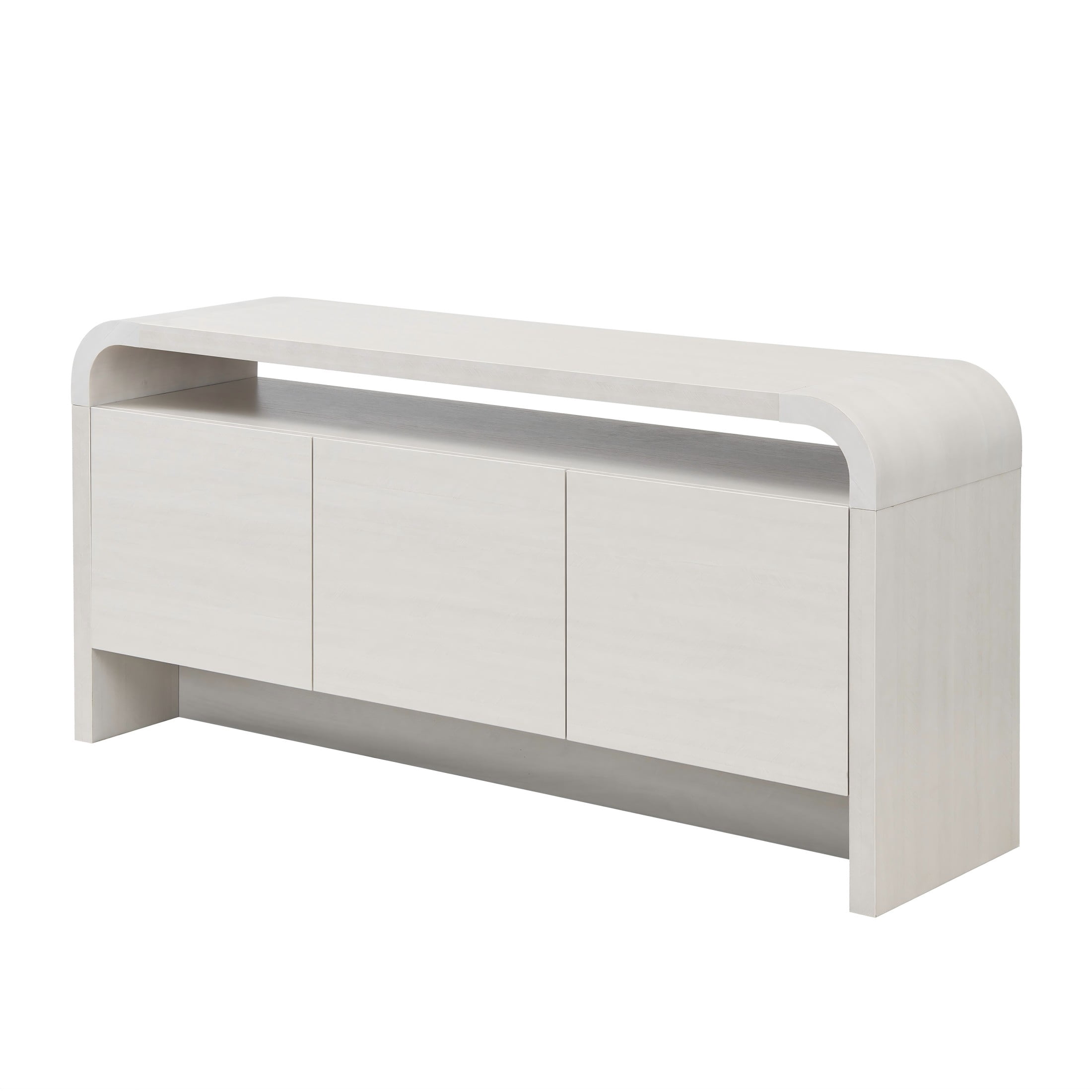 Christopher Knight Home Waterfall Sideboard Cabinet with Open Shelf and Hidden Storage, White Oak
