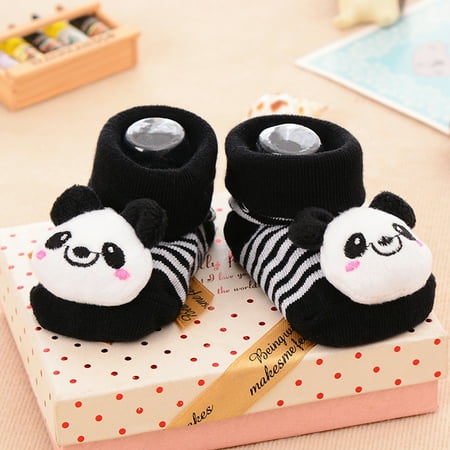 

TOWED22 Slippers For Toddler Girls -Slip Stereoscopic Socks 3D Baby Floor Cartoon Boys Girls Baby Shoes Black