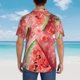 thumbnail image 4 of Balery Refreshing Watermelon Slices Camisas hawaianas de manga corta para hombre, camisas playeras de corte holgado, camisas de vacaciones con botones,Large, 4 of 7