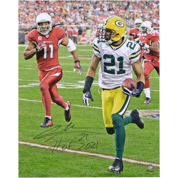 Charles Woodson Green Bay Packers Autographed 16" x 20" Interception Return Photograph with "HOF 21" Inscription - Fanatics Authentic Certified