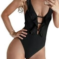 thumbnail image 2 of Neinkie Women One Piece Swimsuit V-Neck Ruffle Bathing Suit Padded Monokini, 2 of 7