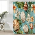 thumbnail image 2 of Small Stall Shower Curtain 48x72 Inch Narrow Half Size Summer Tropical Bath Curtains Bathroom Decor Coastal Shell Flower Palm Leaf Waterproof Fabric Shower Curtain Set with Hooks 48 Inch, 2 of 6