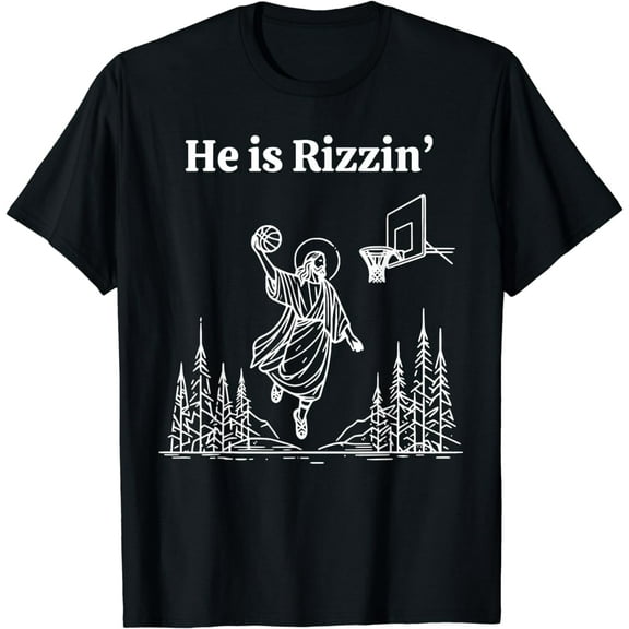 He is Rizzin' Funny Jesus Playing Basketball T-Shirt
