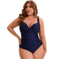 thumbnail image 7 of DARING DIVA Women's Plus 1 Piece Crisscross V-neck Swimsuit 1X Navy Blue, 7 of 7