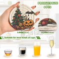 thumbnail image 2 of Yayeee 6 PCS Drink Coasters with Holder Set Woven Absorbent Round Tabletop Hot Pad, Cartoon Halloween Trees, 2 of 7