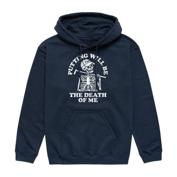 Instant Message - Putting Will Be the Death of Me Skeleton - Men's Pullover Hooded Fleece Sweatshirt