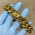 thumbnail image 3 of Mens 24k Gold Plated Miami Cuban Link Hip Hop Bracelet 316L Stainless Steel 8.5" 20MM Thick, 3 of 9